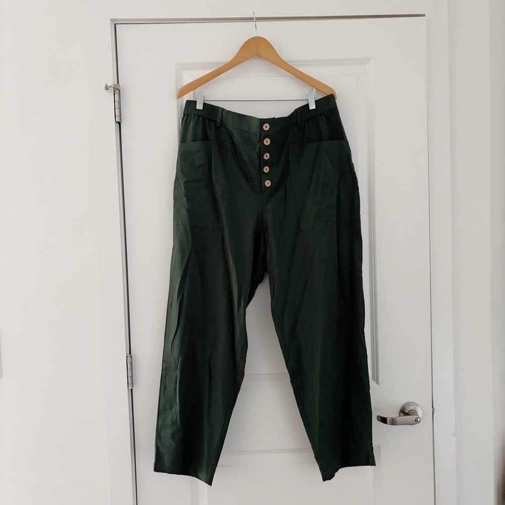 NWT Lintico Simple Button Fly Pants Heidi Linen Lagenlook - Picture 5 of 10